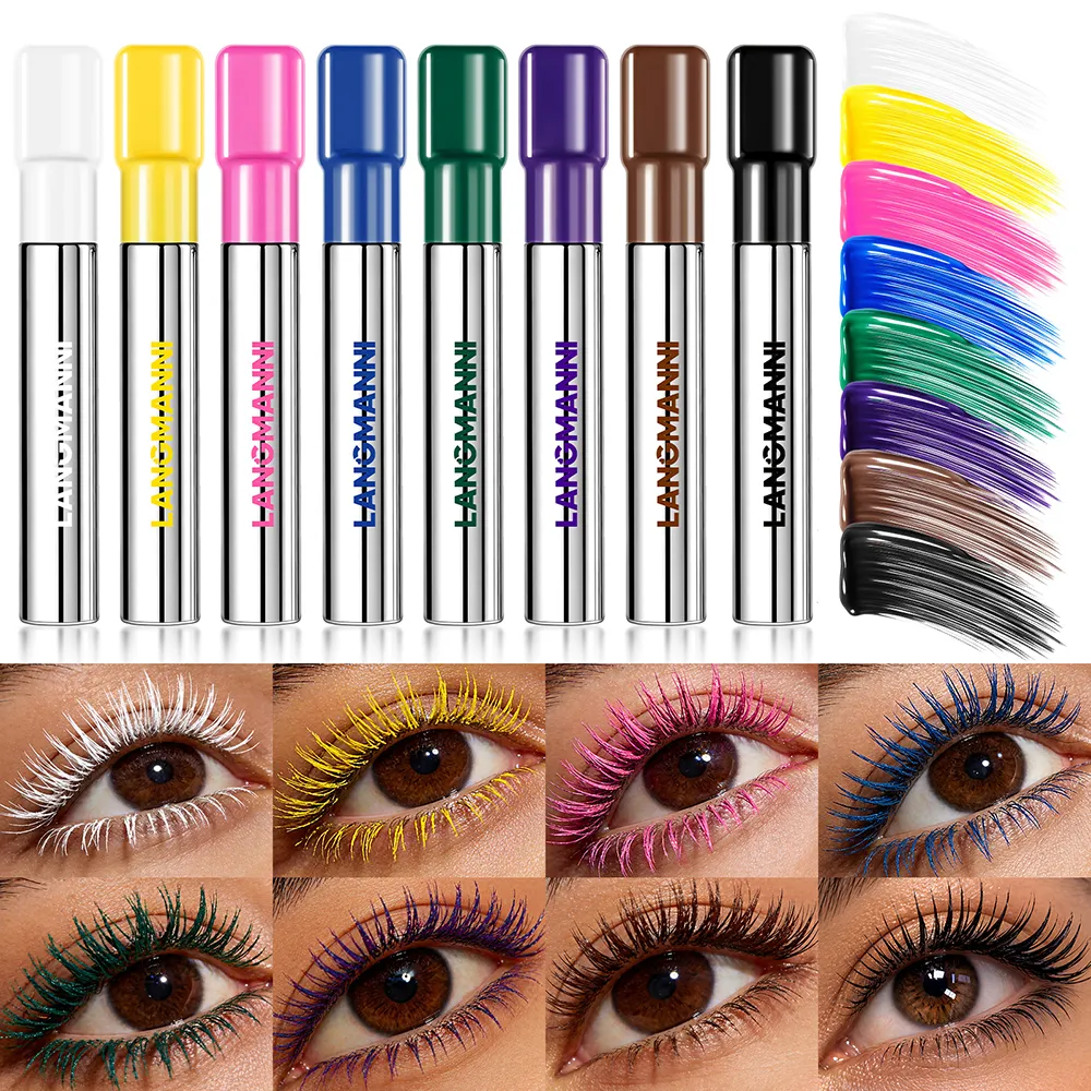 Il mascara blu colorato allunga l'estensione delle ciglia arricciatura in fibra spessa impermeabile verde bianco rosa nero cosmetici per il trucco degli occhi — image 3