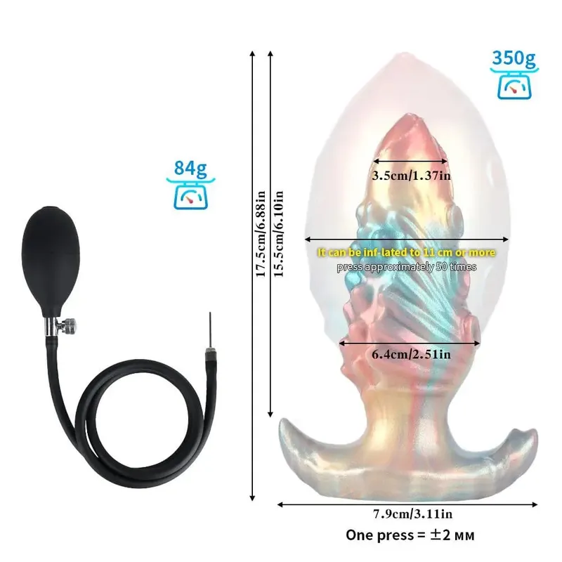 Monster Dildo Tentakel Tiup Fantasi Anal Plug dengan Ketebalan Dapat Disesuaikan Dasar Kurva Mainan Seks Tiup Tebal untuk Wanita Pria — image 8
