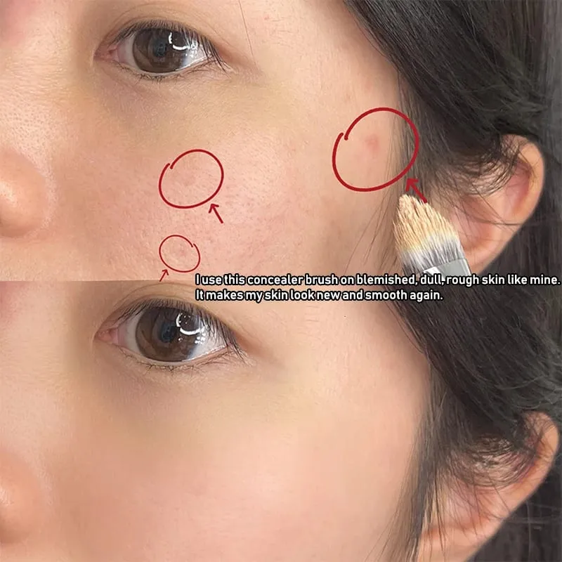 Brocha de maquillaje corrector triangular biselado de precisión, pinceles para difuminar suaves, cubre acné, ojeras, herramientas de maquillaje con detalles multifunción