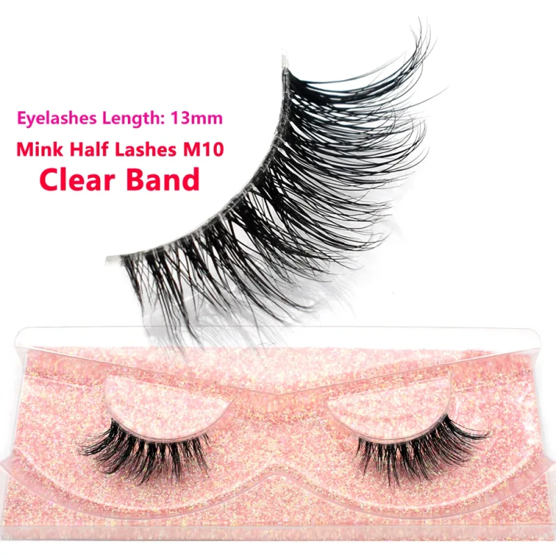 Pestañas de medio ojo, pestañas postizas cortas de visón 3D naturales, tira cruzada fina y esponjosa, pestañas postizas suaves, media extensión de pestañas, maquillaje — image 28