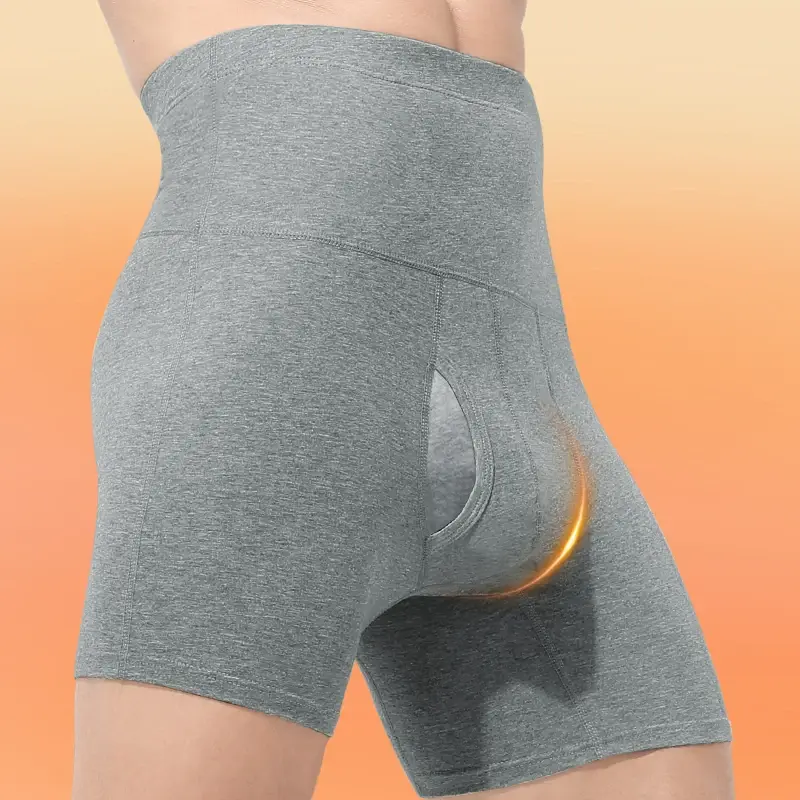 Men's High Waisted Belly-Control Underwear Plus Fat Plus Size Anti-Wear Leg Waist Protection Warm Fleece-Lined Thickeneded Sport — image 3