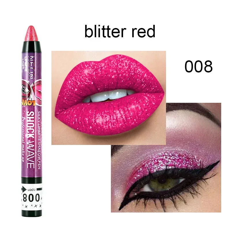 2 In 1 Eyeshadow Lipstick Stick Pencil Waterproof Glitter Matte Eye Shadow Makeup Pigment Eyeshadow Pen