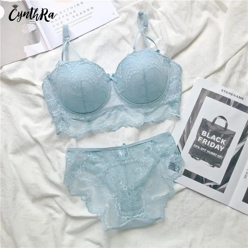 PLUS ขนาด Push Up Bra ชุดเซ็กซี่ชุดชั้นในลูกไม้ปรับ Comfort Thin Soft Breathable ชุดชั้นในสำหรับสตรี — image 2