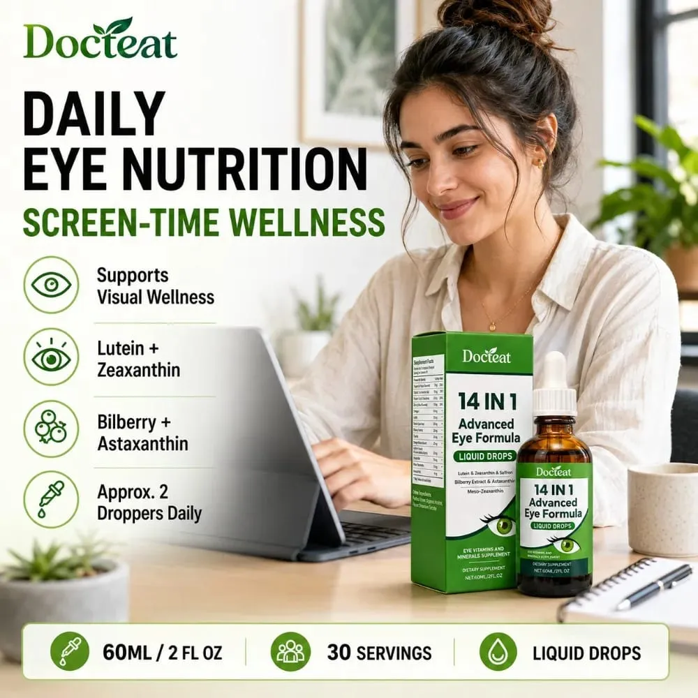 14 in 1 Eye Formula Liquid Drops – Lutein Zeaxanthin Saffron Astaxanthin Advanced Visual Support Antioxidant Blend 60ml — image 4