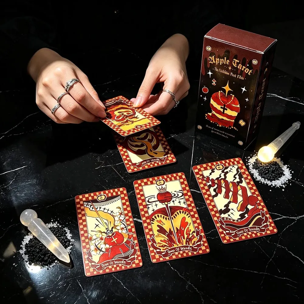 Apple Tarot Deck 78 Cards Dark Fairy Tale Apple Themed Tarot Cards Divination Meditation Halloween Gift for Beginner Collectors — image 4