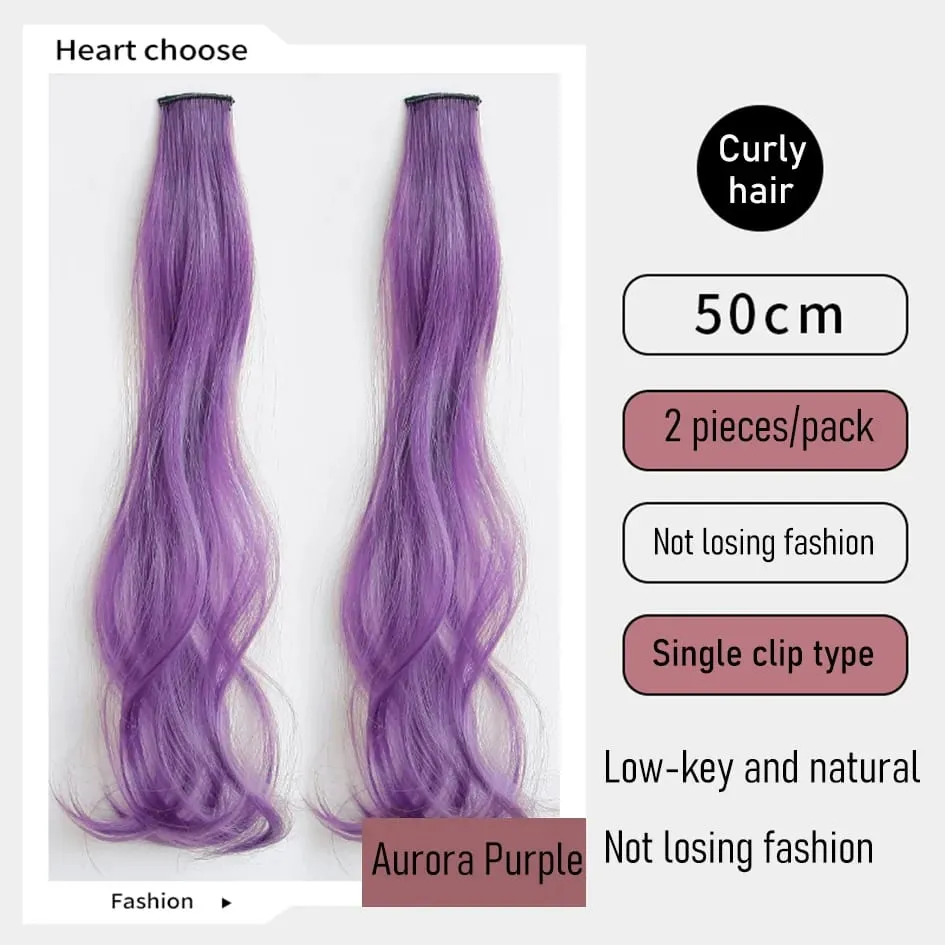 สังเคราะห์ 2 ชิ้น/เซ็ต 50 ซม.สี CURLY Hair Extensions Water WAVE สีชมพู/สีฟ้า/สีม่วงฮาโลวีน/คริสต์มาสวิกผม — image 14