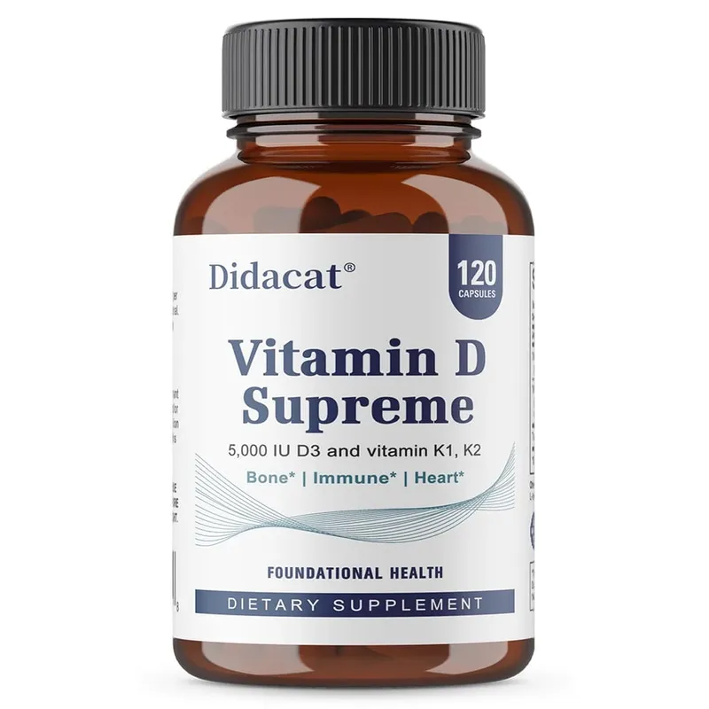 วิตามินดี Supreme 5000 IU - รองรับระบบภูมิคุ้มกัน + สุขภาพกระดูก - อาหารเสริมวิตามิน D3 ปราศจากกลูเตนพร้อมวิตามินเค