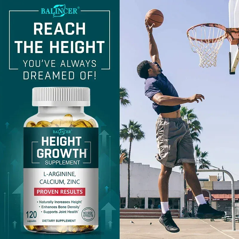 Height Growth Calcium Vitamin D Supplement Natural Vegetarian Capsules Increase Bone Strength Height Promoter Adults Children — image 3