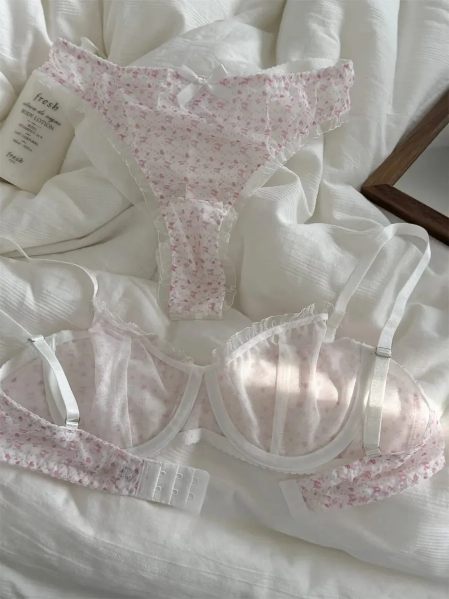 Seluar dalam sulaman mesh nipis bernafas sokongan atas payudara besar menunjukkan set bra kecil wanita push up pakaian dalam — image 5