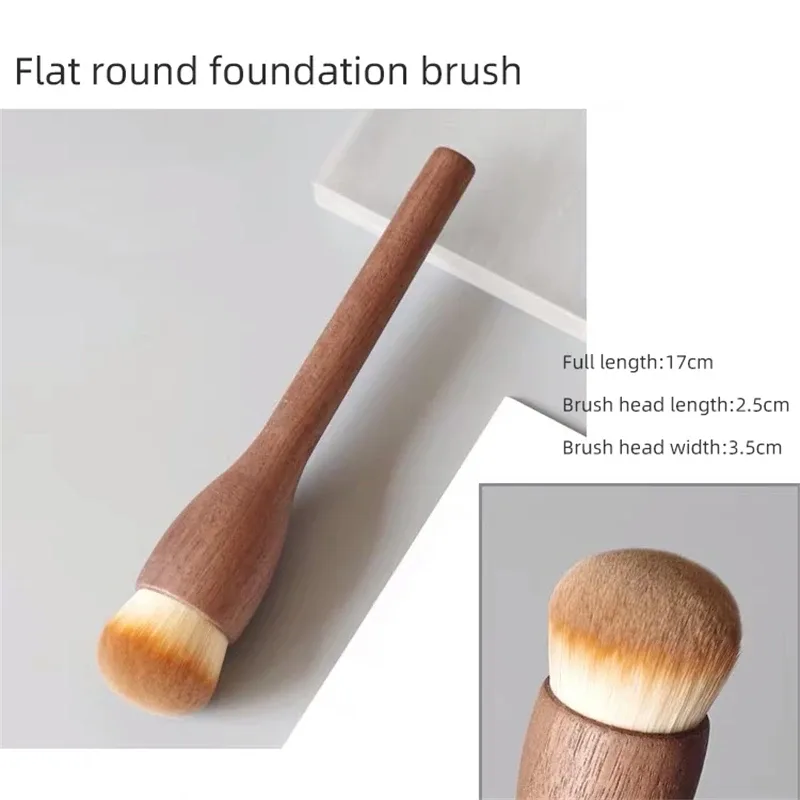 วอลนัทไม้ Handle แปรงแต่งหน้า Loose Powder Foundation Blush Contour แปรง Super Soft ความหนาแน่นสูงแต่งหน้าเครื่องมือแปรง — image 10