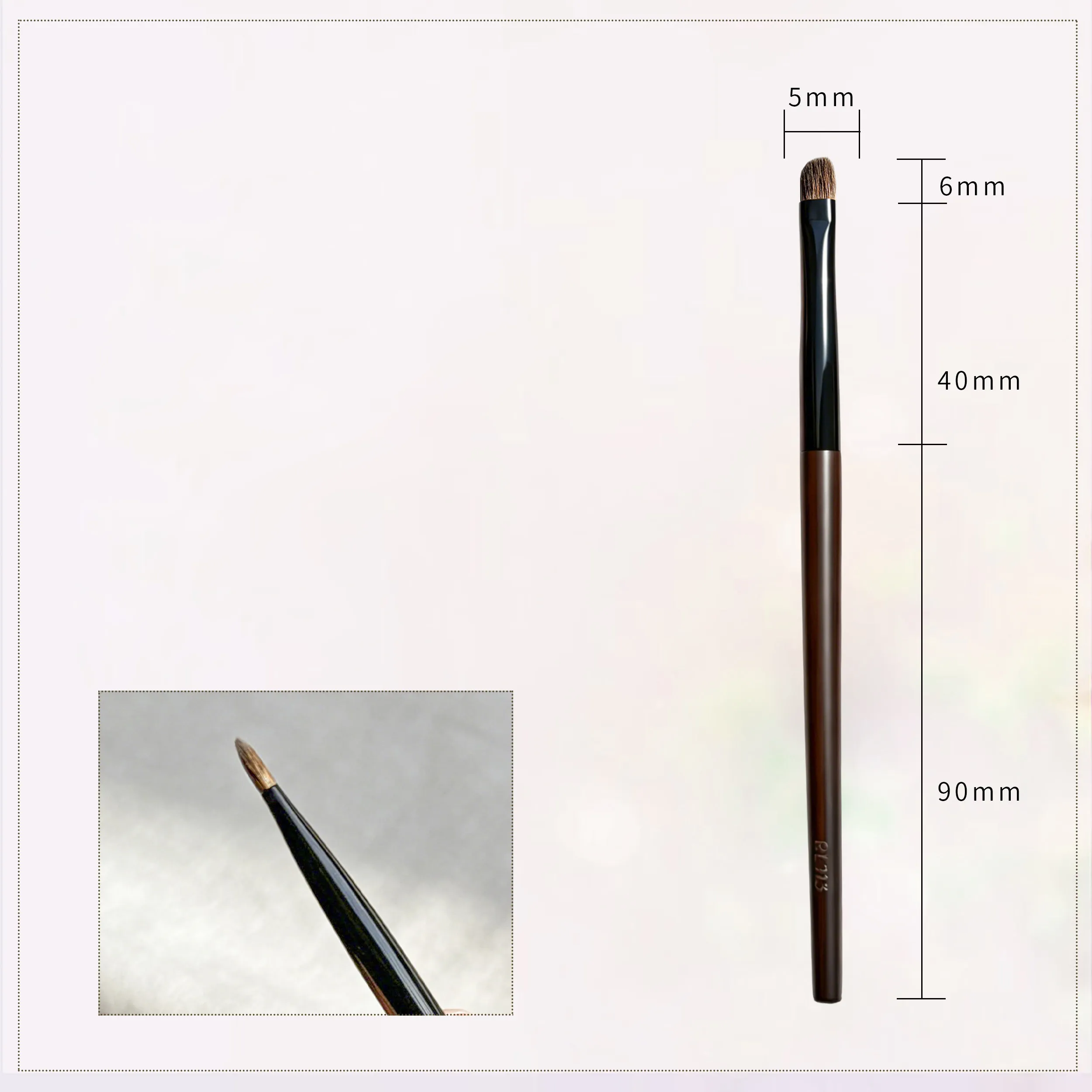 Rl113 pincel de maquiagem artesanal profissional, pincel de delineador de ângulo plano, macio, weasel lynx, cabelo, ébano, cabo de madeira, pincéis de maquiagem — image 6