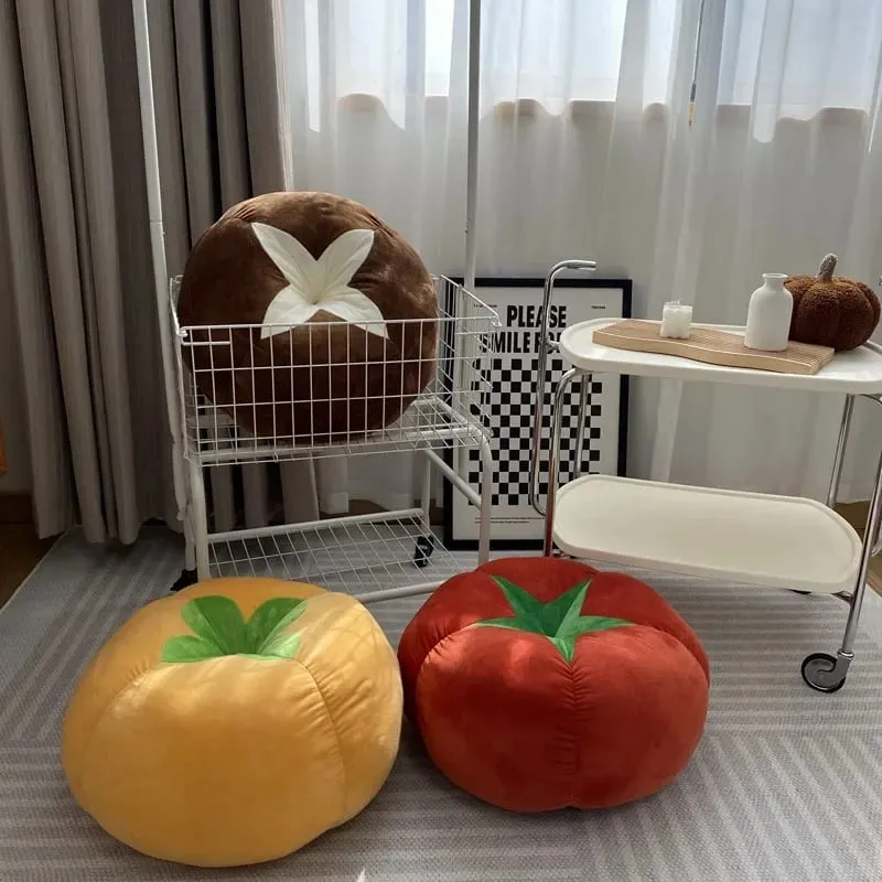 厚みのあるクッション トマト型枕 野菜 キノコ 柿 ラウンドクッションパッド 窓用シート枕 寝室用 — image 8