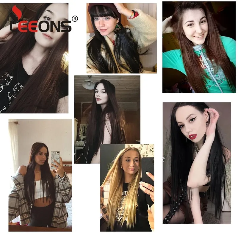 คลิปสีดำในส่วนขยายตรง 22 "ยาวสังเคราะห์หนาคลิปบนผมสำหรับผู้หญิง 6 ชิ้น/เซ็ต CURLY Full HEAD งานแต่งงานทุกวัน — image 6
