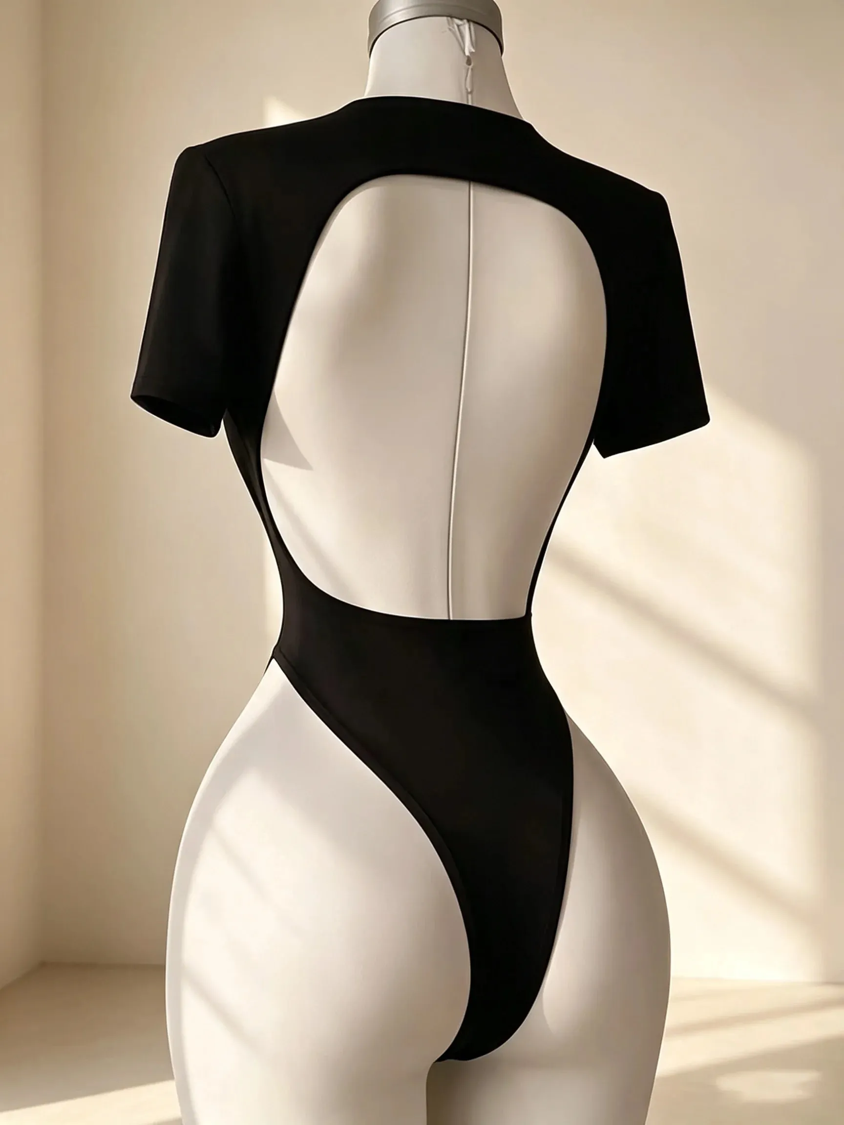 Kvinnors högkvalitativ rygglös bodysuit Basic enfärgad Underkläder med bekväm passform — image 4