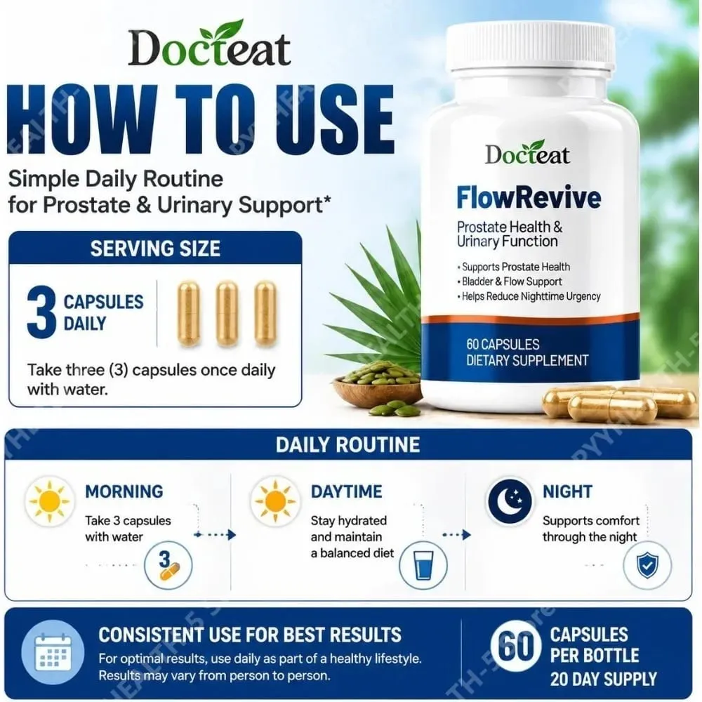 Integratore prostatico per uomo Saw Palmetto FlowRevive Capsule con estratto di semi di zucca Supporta la salute della vescica urinaria 60 conteggi
