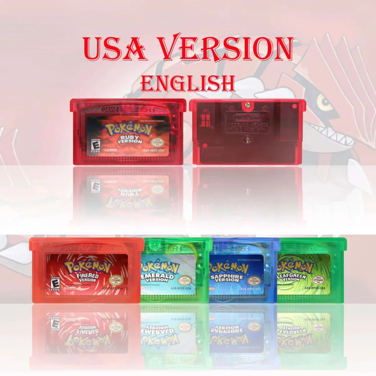 GBC/GBA Versione USA Pokemon Blu/Cristallo/Smeraldo/Rosso Fuoco/Verde Foglia Cartuccia di Gioco Scheda per videogiochi di Alta Qualità con Batteria — image 2