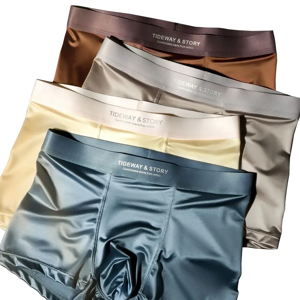 4 Stück/Los atmungsaktive Faser-Boxhose für Herren, bequeme, atmungsaktive Unterwäsche, Strickstoff mit mittlerem Stretch, einfarbig — image 6