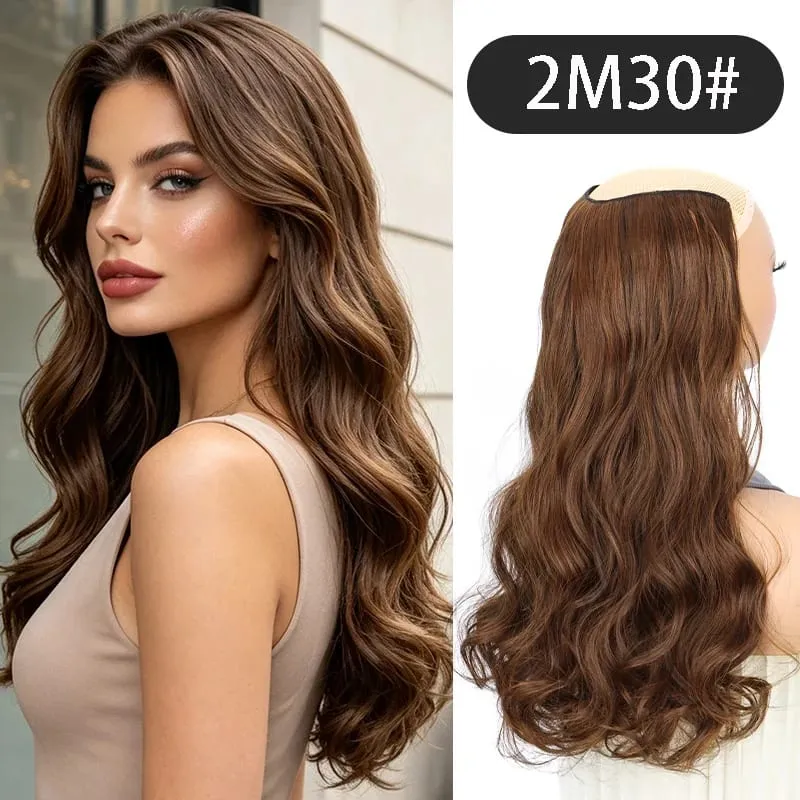 Estensioni sintetiche per capelli ricci ondulati lunghi a forma di V da 24 pollici Fibra morbida resistente al calore Parrucchino per acconciature da festa quotidiane per donne — image 8