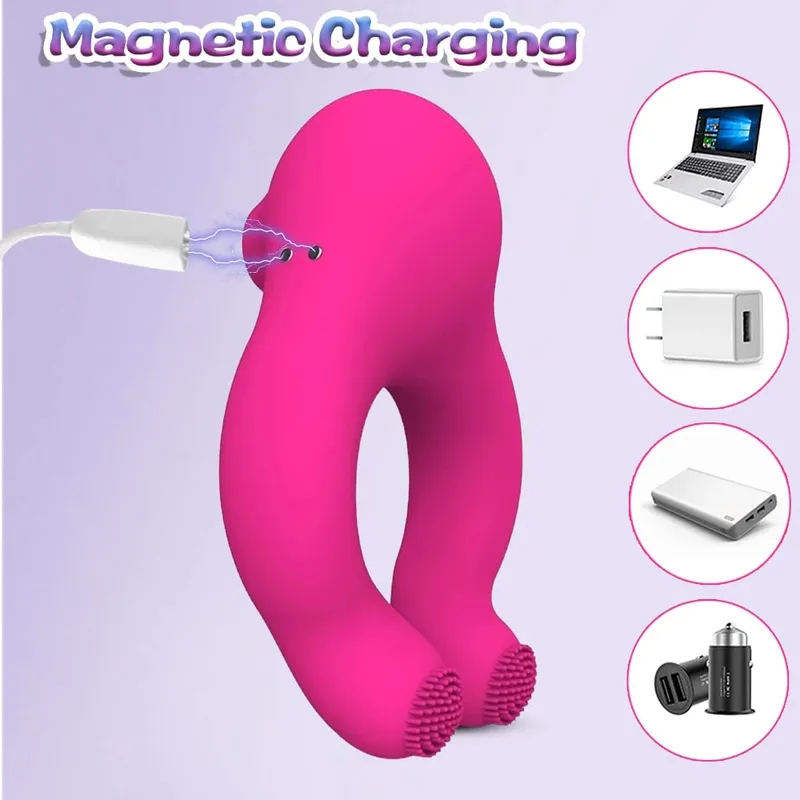 Eiaculazione ritardata Anello del pene Sex Shop Materiale morbido Anello del rubinetto Succhiare stimolatore del clitoride Massaggiatore dello scroto Giocattoli del sesso per le coppie