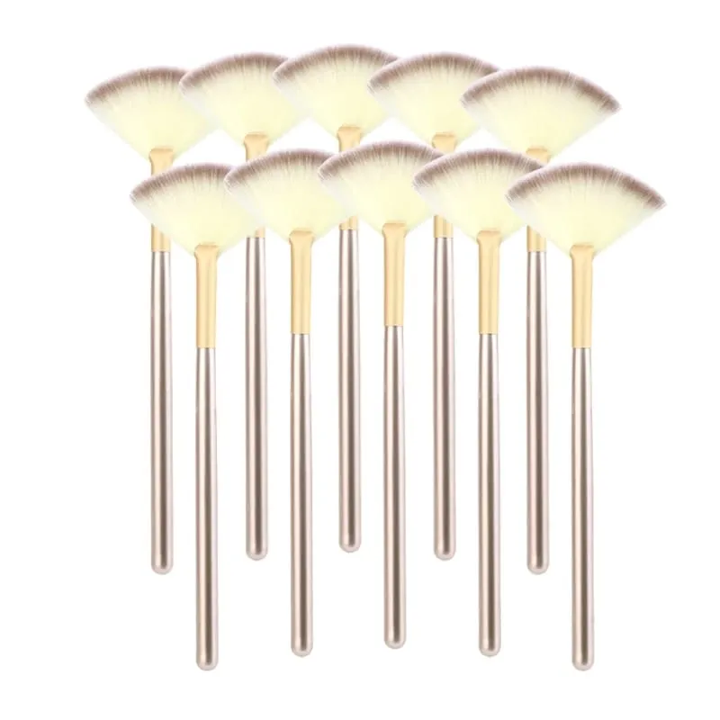 10/20/50PCS Berus Serbaguna Berbentuk Kipas Penyerlah Lembut Pemerah Pipi Kontur Loose Powder Berus Topeng Muka Berus Alat Kecantikan — image 7