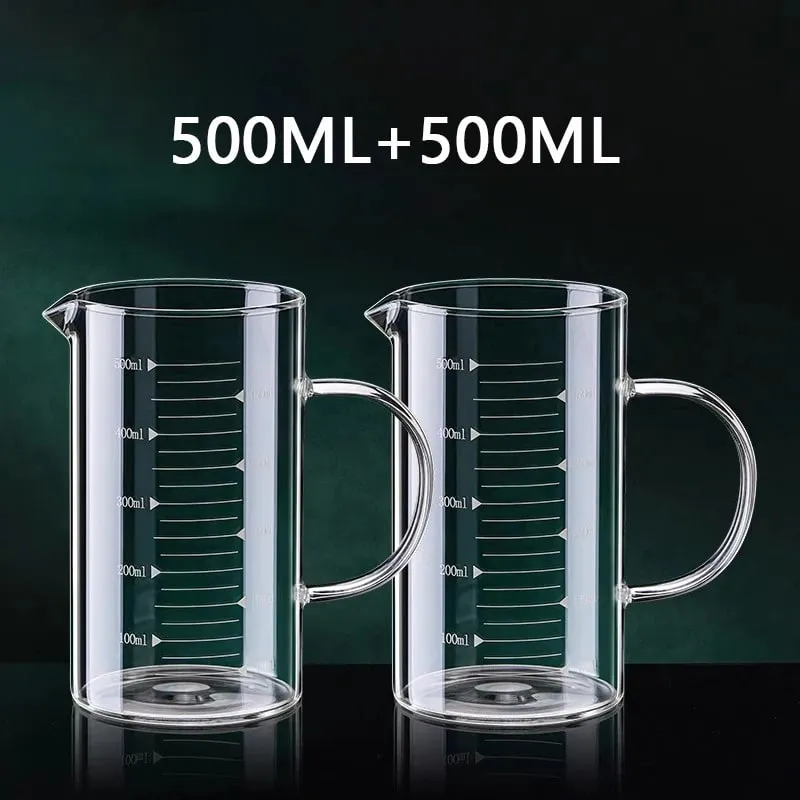 1/2 szt. Szklana miarka z uchwytem żaroodporna zlewka laboratoryjna kuchenna miarka do kawy i mleka 250/350/500/1000ml — image 16