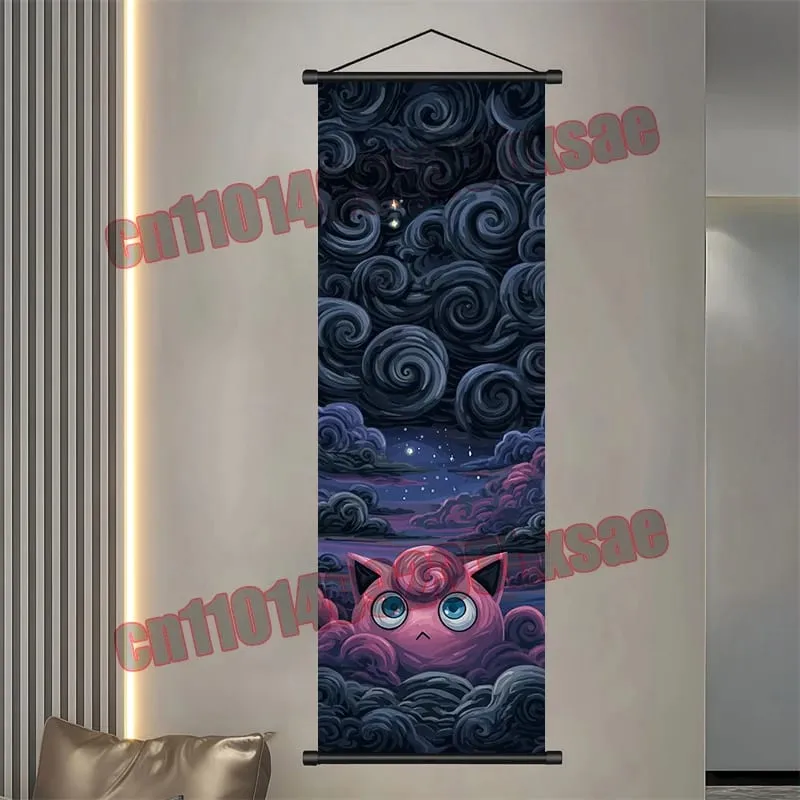 Printed Pokemon Poster Anime Wall Artwork Gengar Eevee Pikachu Images Scroll Paintings Retro Artist Home Living Room Decor