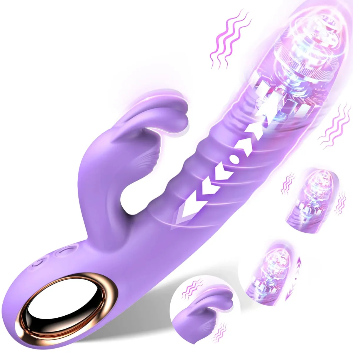 Rabbit Thrusting G Spot Vibrator Anal Dildo na may 10 Vibrating Thrusting Liquid Silicone Vaginal Massage Adult Sex Toys para sa mga Babae — image 1
