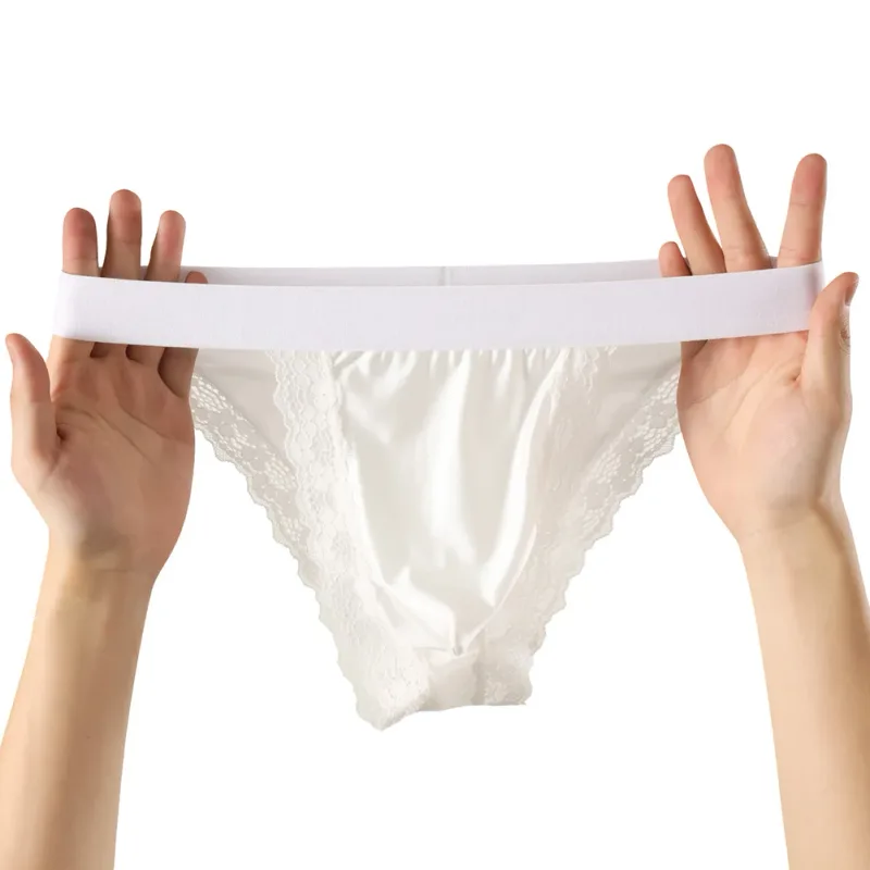 Mutandine da uomo comode in raso, slip in pizzo, bikini sexy a forcella alta, biancheria intima, custodia a vita bassa traspirante — image 10