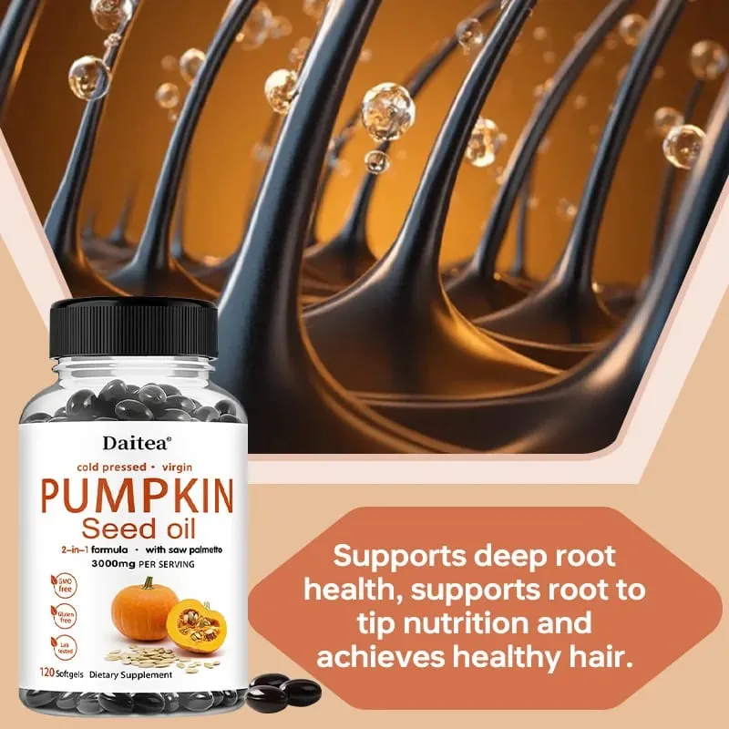 Pumpkin Seed Oil + Saw Palmetto Extract Supports Prostate and Urinary System Health Hair Care Anti-Hair Loss Men's Health — image 2