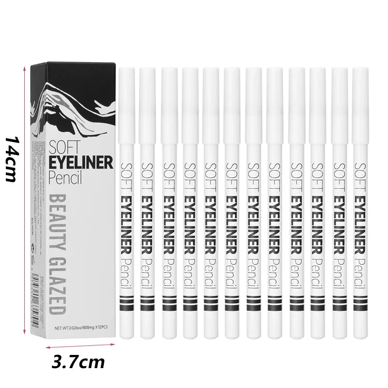 1/12pcs White Eyeliner Makeup Smooth Easy To Wear Lasting Eyes Brightener Waterproof Fashion Eyes Liner Pencils Eye Makeup Tool — image 6