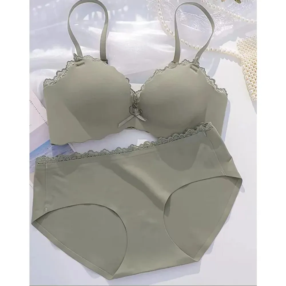 AA Cup Padded Push‑up Bra Panty Set Wireless Seamless One‑piece Lingerie Suit for Small Flat Chest Soft Daily Casual Underwear — image 5
