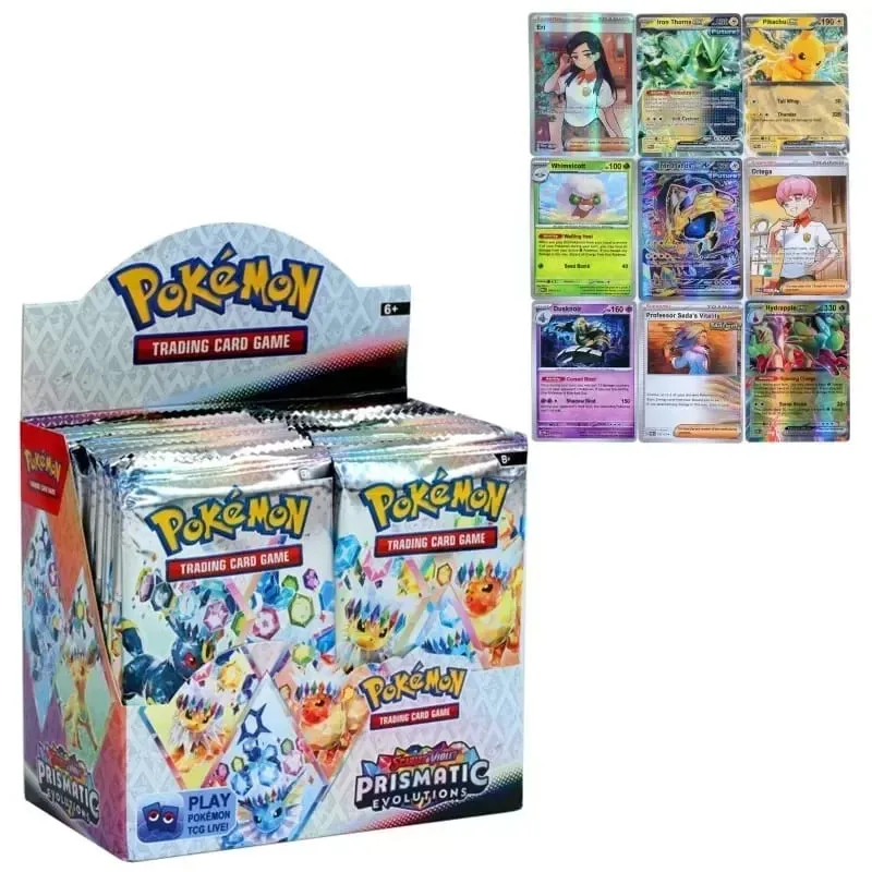360 Keping/Kotak 10Kad/PACK Kad Pokémon Bahasa Inggeris Prismatic Evolutions Hadiah Kad Transaksi Pertempuran Penggalak Bahasa Inggeris