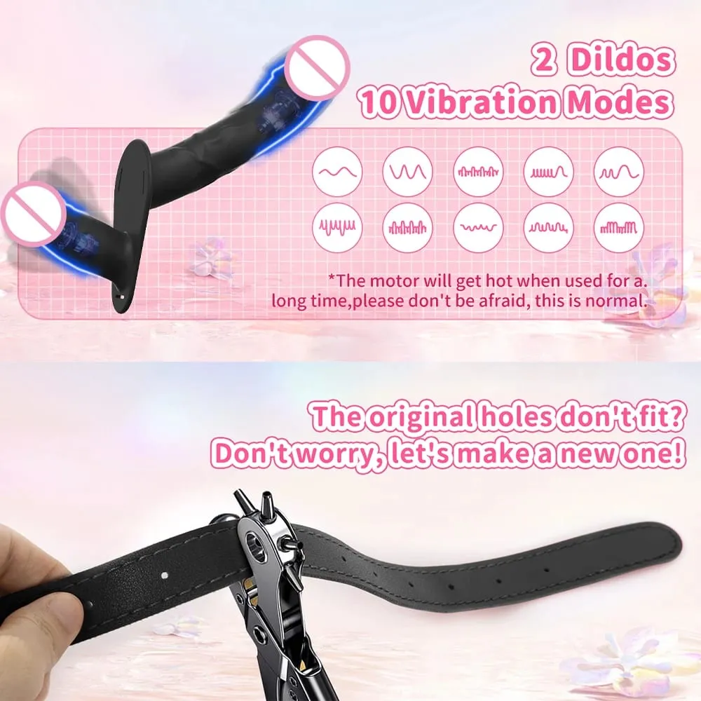 قضيب اصطناعي مزدوج الرأس يمكن ارتداؤه قضيب اصطناعي كهربائي هزاز للمثليات تهتز ألعاب جنسية حزام على حزام قضبان اصطناعية لفتاة — image 2