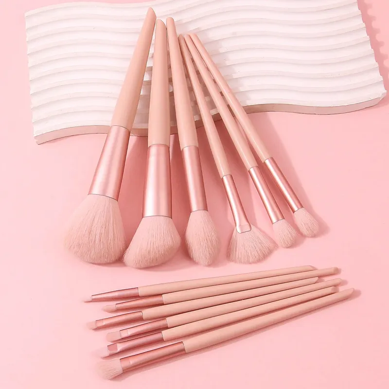 Set di pennelli per trucco rosa da 12 pezzi Pennelli per correttore, fard, cipria, ombretto, evidenziatore, fondotinta, strumenti di bellezza cosmetica