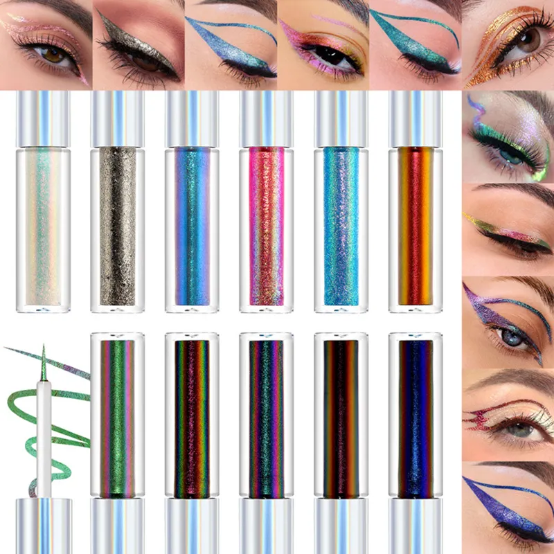 19 Farben holografischer Chamäleon-Flüssig-Eyeliner, metallischer Glitzer, farbverändernder Eyeliner, langanhaltendes, wasserfestes Augen-Make-up — image 3