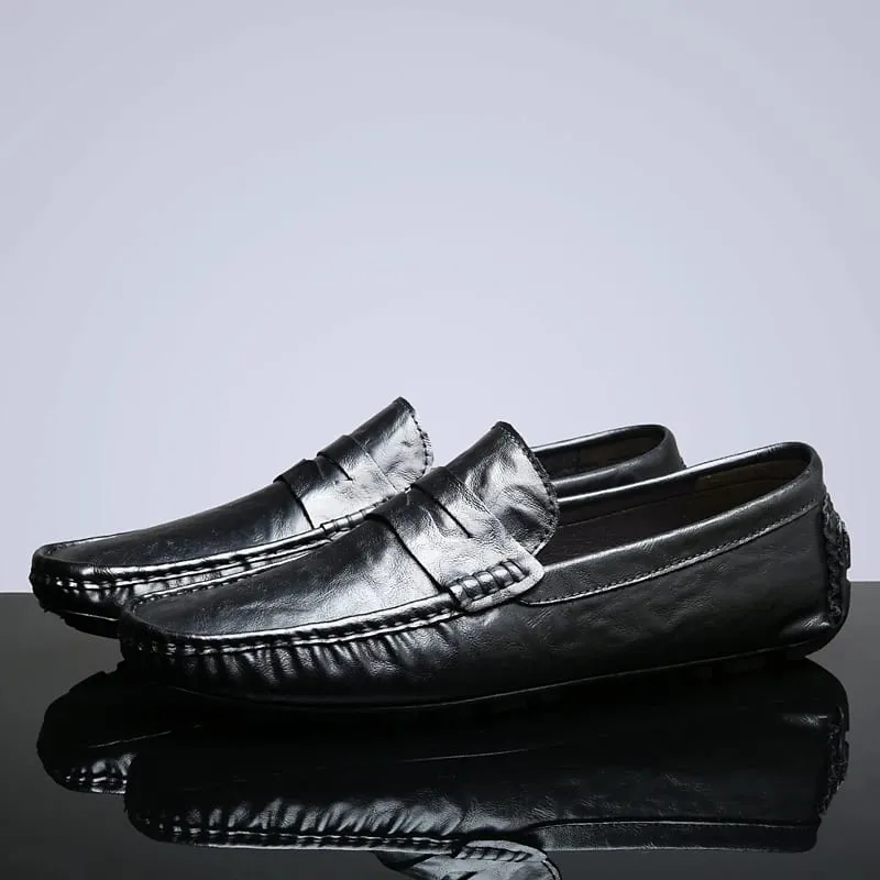 New Classic Casual Leather Men Shoes High Quality Summer Soft Bottom Loafers Outdoor Slip on Driving Shoes Flat Designer Shoes — image 5