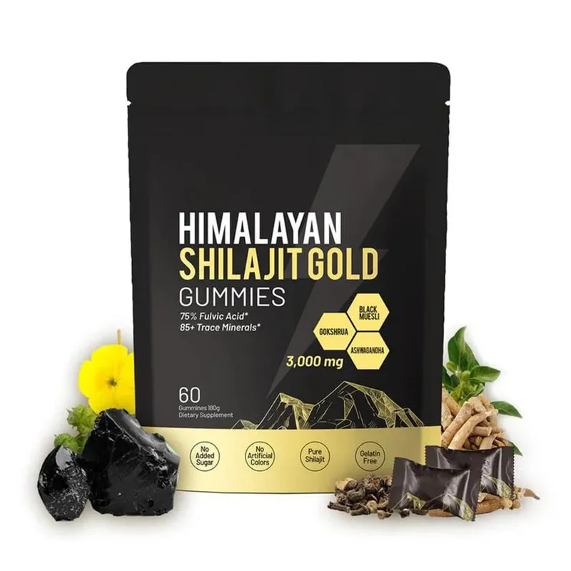 Gli integratori nutrizionali giornalieri di Shilajit Gummies puro dell'Himalaya contengono oltre 85 oligoelementi 60 pezzi per bottiglia