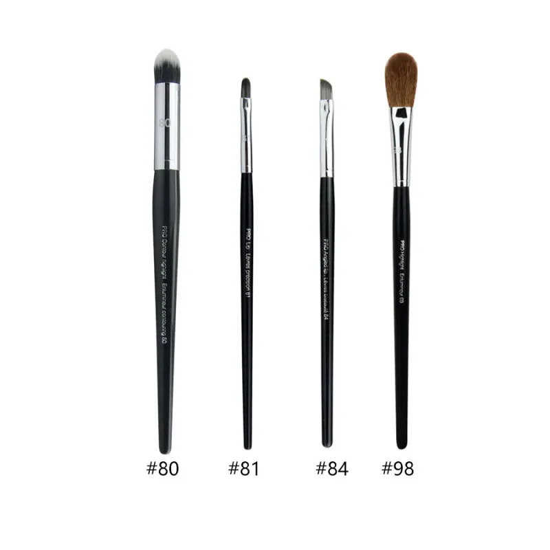 4 stk/sæt Pro Allover øjenskygge makeup børster Læbebryn Precision Concealer Blending Kuppelformet krøllet Smudge Highlight Make Up Brush — image 4