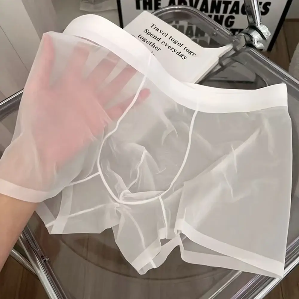 Mutandine da uomo elastiche sexy da uomo Asciugatura rapida Boxer ultrasottili Boxer trasparenti Intimo U Custodia rigonfiamento Sexy Und — image 8