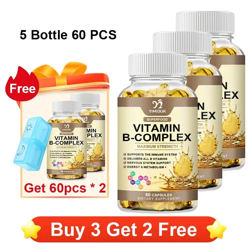 Kapsul Vitamin B-Kompleks dengan Vitamin B12 & Biotin Menyokong Tulang Saraf Metabolisme Kesihatan Otak & Jantung Tenaga Imun — image 10