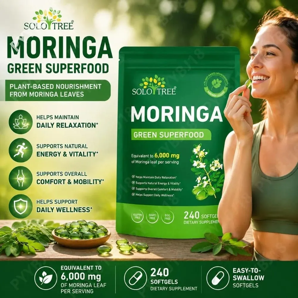Moringa Leaf Softgels 6000 mg equivalent per portie voor dagelijkse ontspanning Natuurlijke energie Vitaliteit en comfortondersteuning 240 softgels — image 2