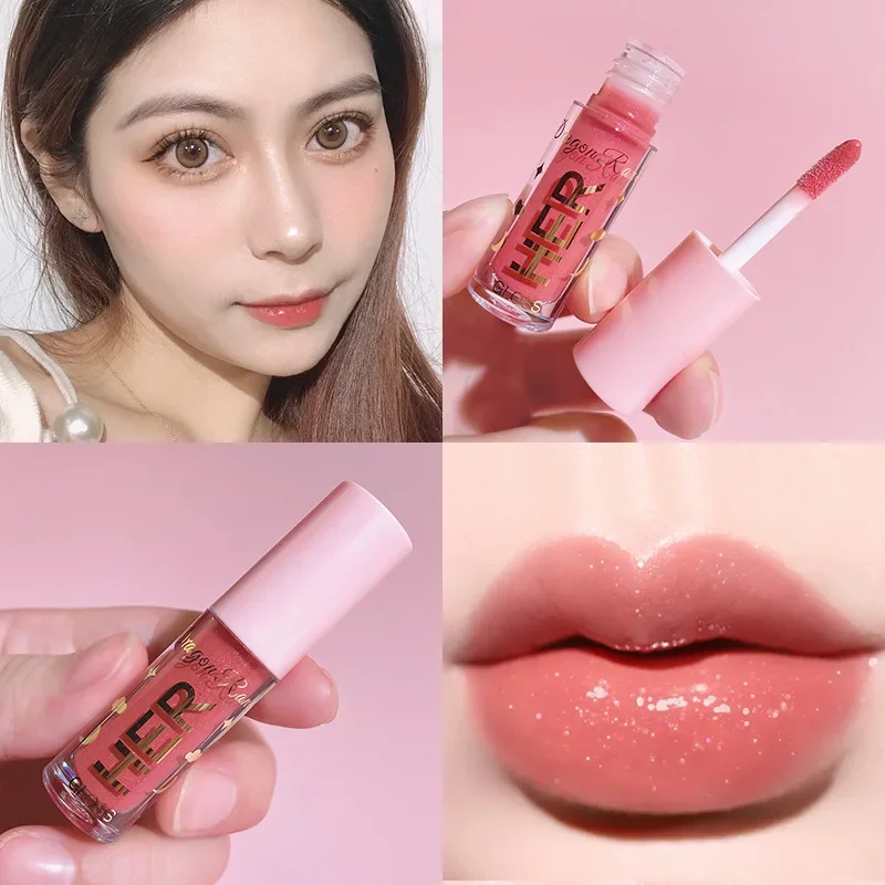 8 가지 색상 리퀴드 립스틱 방수 모이스춰 라이징 오래 지속되는 샤이니 립 글로스 천연 메이크업 젤리 립글레이즈 쉬머 화장품