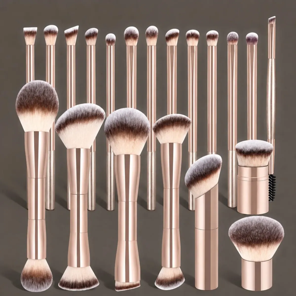 20 ชิ้น Professional แปรงแต่งหน้าแปรงแต่งหน้าโลหะ Wand พร้อมกระเป๋ากำมะหยี่ Soft Foundation Powder Blush อายแชโดว์ Eyebrow B — image 3