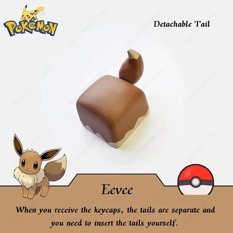 Pokemon Anime Cute Tail Keycaps Pikachu Gengar Eevee Keyboard Cap for Cross Shaft Mechanical Keyboard 3D Resin Keycaps Best Gift — image 11