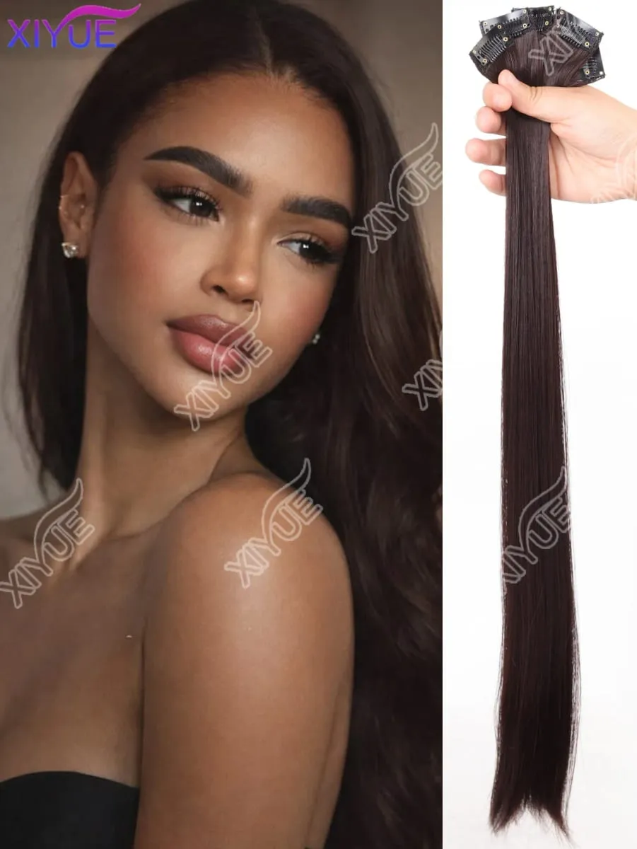 24-Zoll-Kunsthaarverlängerung, Perückenpflaster, unsichtbar, nahtlos, für Damen, 5-teiliges Set, gerade, um das Haarvolumen zu erhöhen — image 9