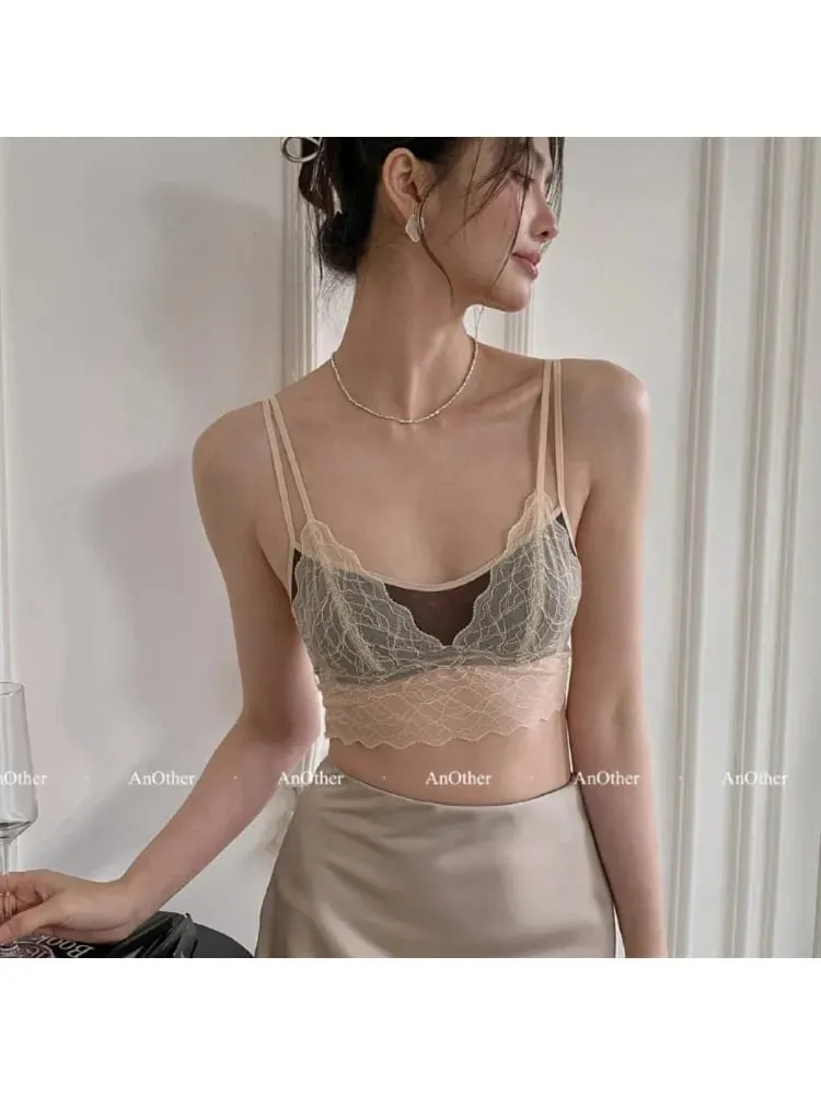 Bralette Renda Seksi Tanpa Berwayar | Bra Piala Segitiga Perancis | Musim Panas Nipis Bernafas untuk Wanita | Slimming Strappy Back Lingerie — image 2