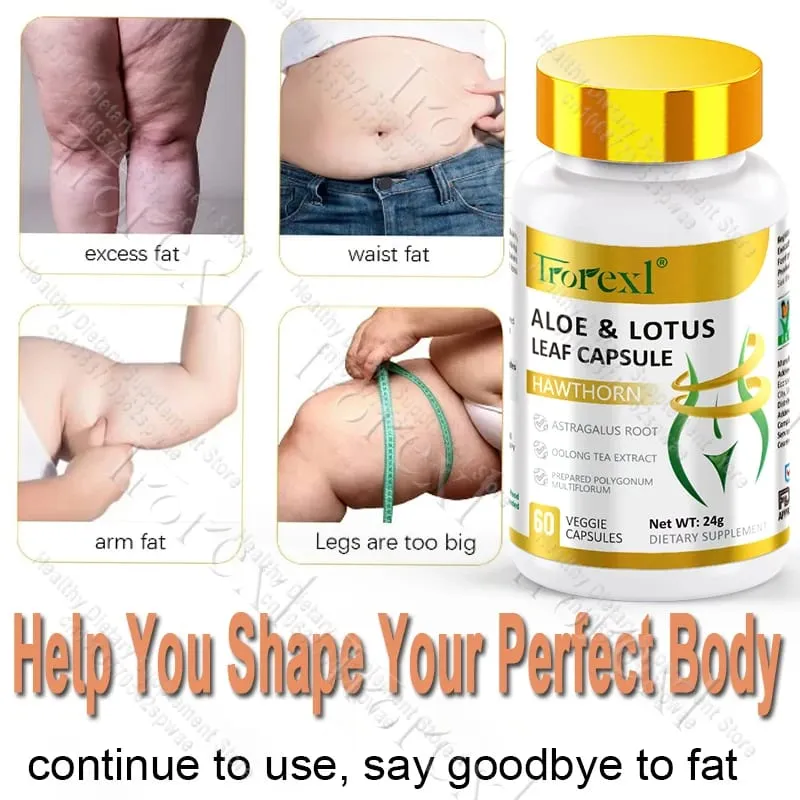 Aloe & Lotus Leaf Capsules Flat Tummy Pills Appetite Suppressant Detoxification Preserve Lean — image 2