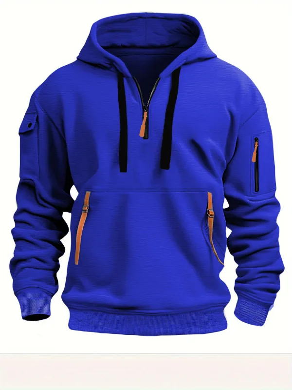 Men's Spring Autumn Hooded Sweatshirt Zip Multi Pocket Pullover Casual Sports Jacket Fashion Trendy Hoodie Top for Men Street — image 13