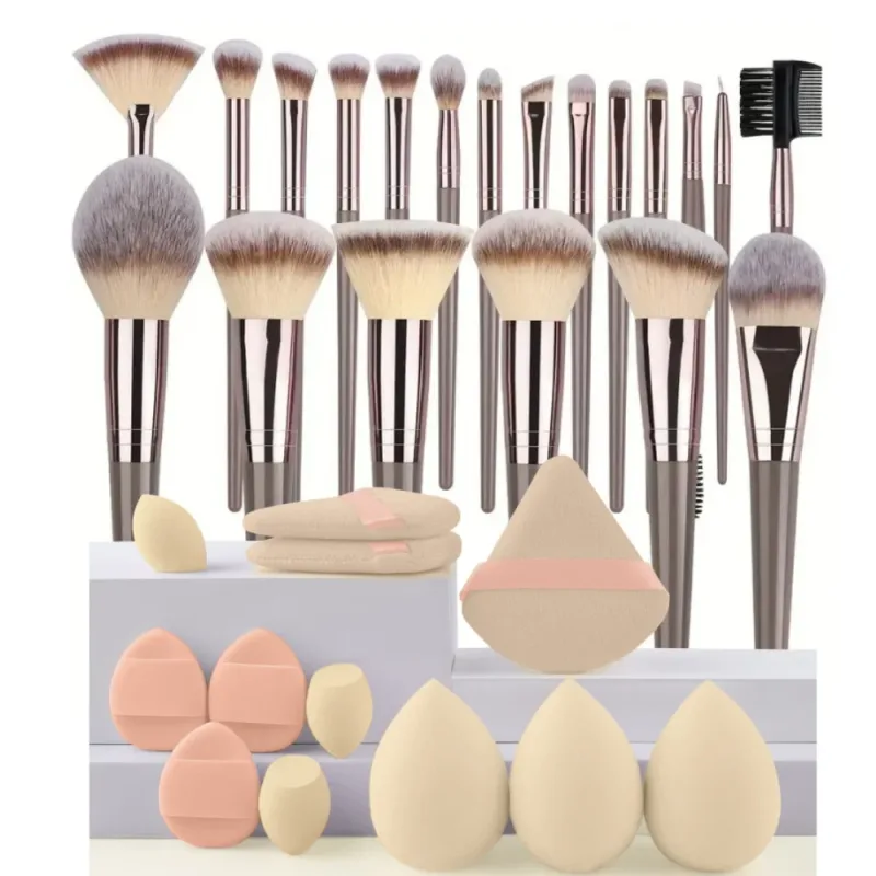 סט מברשות איפור 3-20 יחידות צלליות Fluffy Foundation קונסילר סומק סימון תיבת אחסון קוסמטיקה לנשים כלי יופי — image 8
