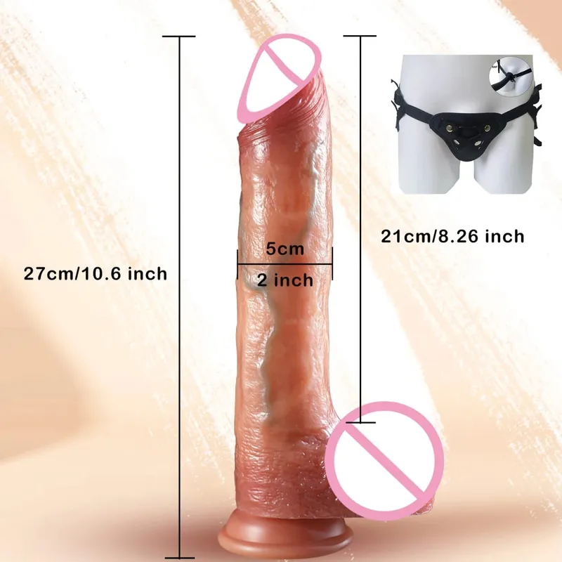 Strapon Besar Zakar Realistik Dildo Kulit Gelongsor Kulup Buah zakar Dildo Dubur Faraj Palam Batang Mainan Seks Dewasa untuk Wanita — image 13